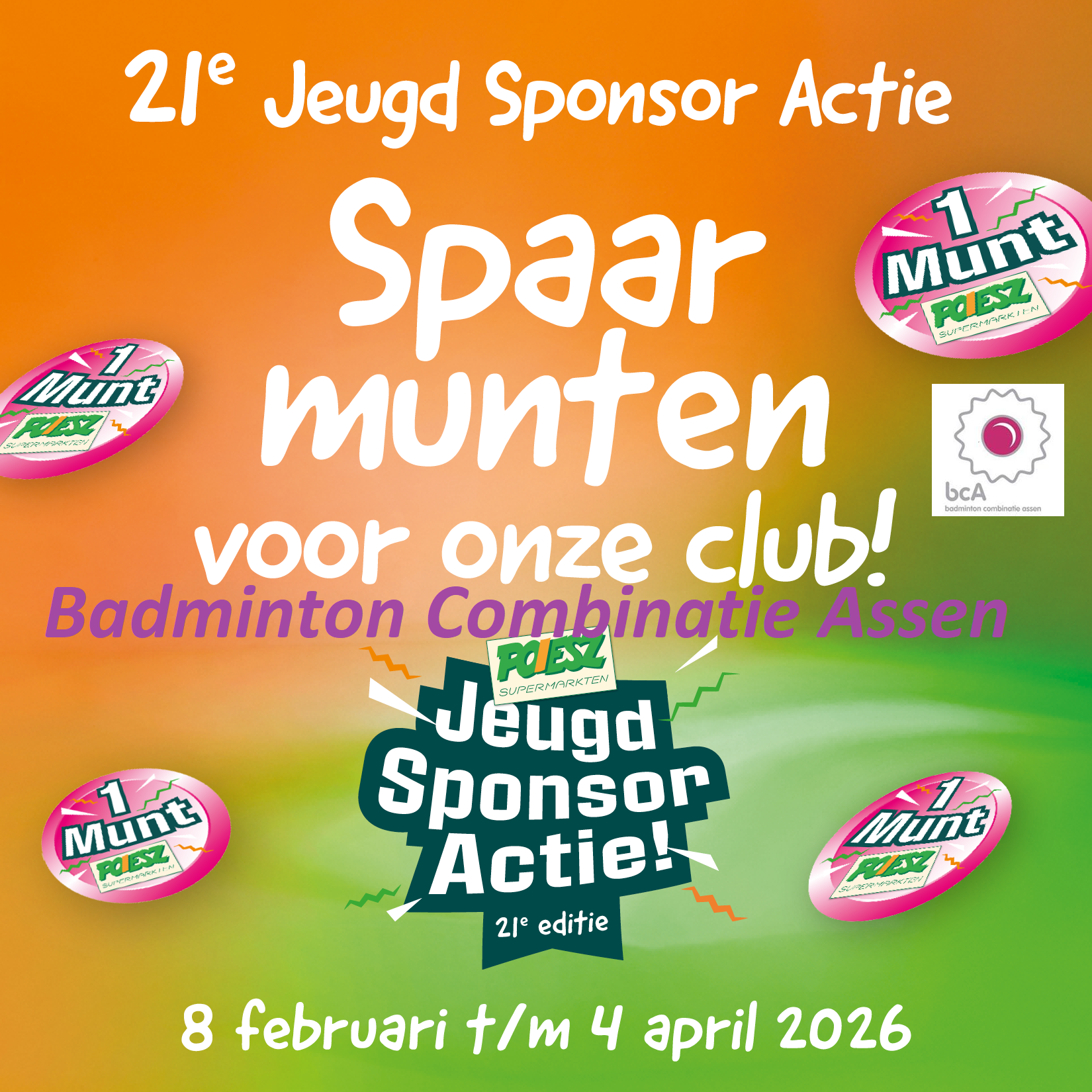 De Poiesz #JSA is weer gestart! Spaar ook munten voor de jeugd van bcA!